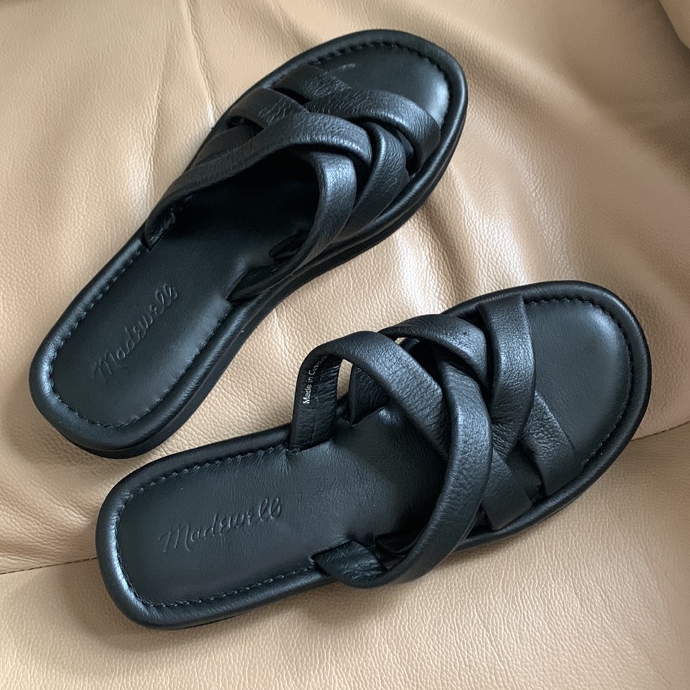 Madewell Leeandra Woven Sandals Black leather Like New